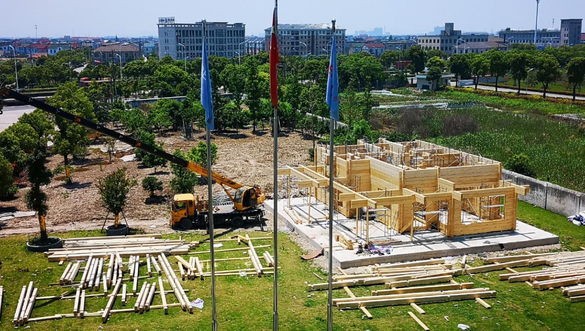 china timber house building